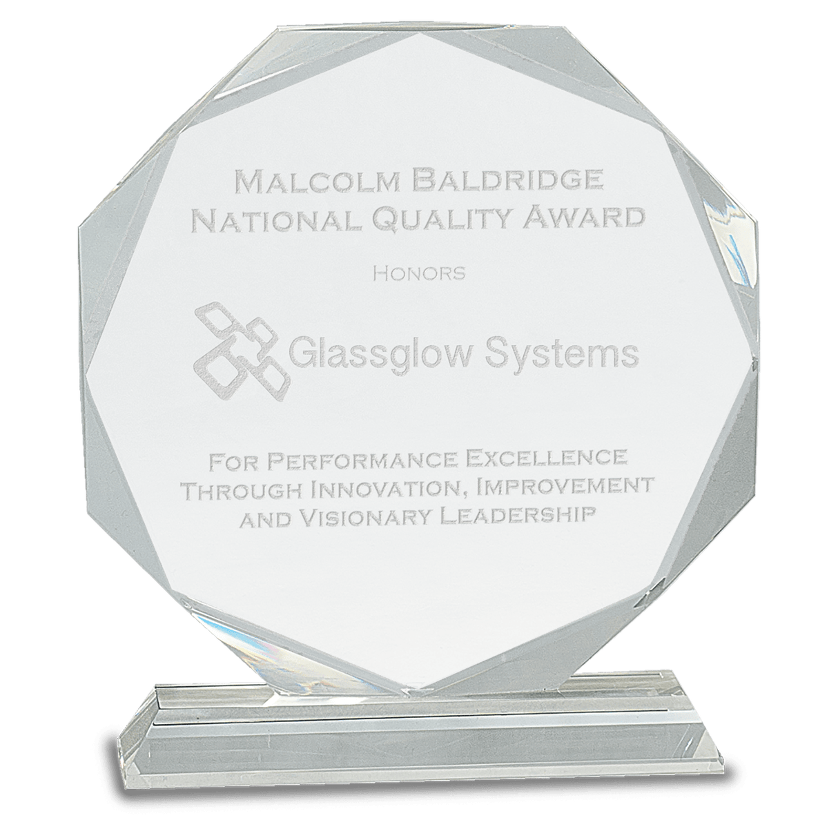 Large Clear Crystal Octagon on Clear Pedestal Base-AKD Ink