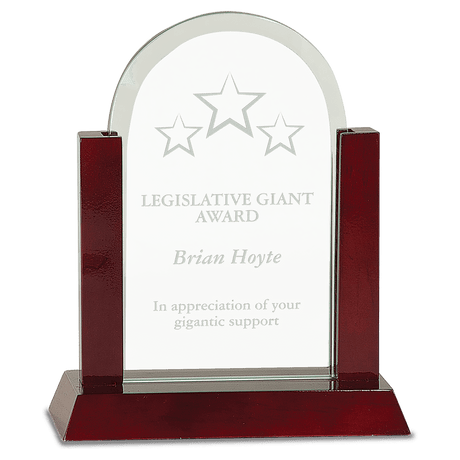 Medium Gateway Jade Dome Glass Award with Rosewood Finish Base-AKD Ink