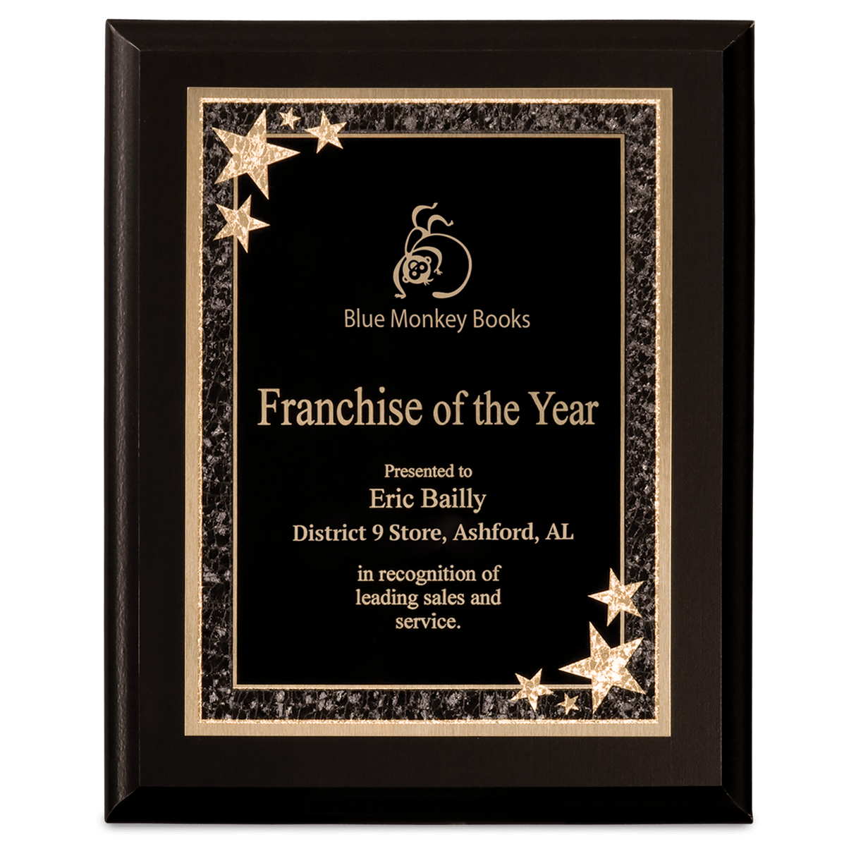 Matte Black Finish Plaque with Black Starburst Plate-AKD Ink