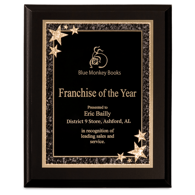 Matte Black Finish Plaque with Black Starburst Plate-AKD Ink