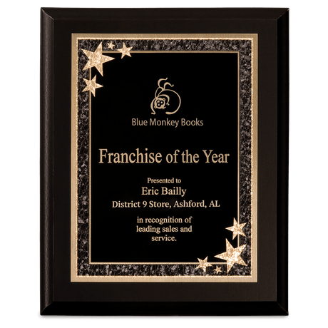 Matte Black Finish Plaque with Black Starburst Plate-AKD Ink