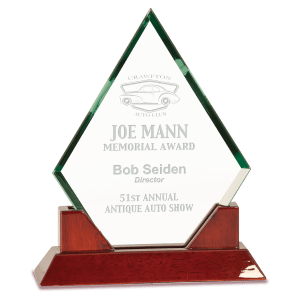 Large Jade Diamond Prestige Glass with Rosewood Piano Finish Base-AKD Ink