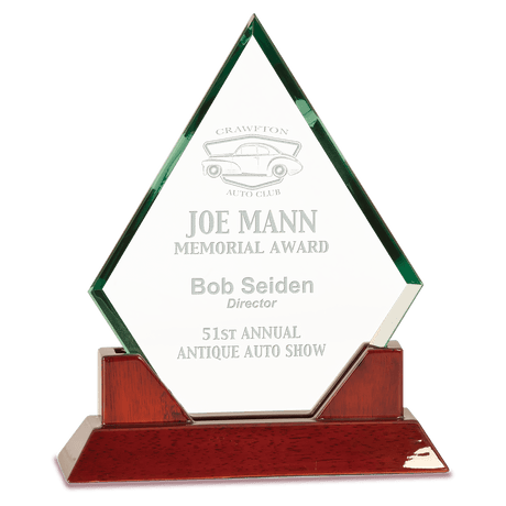 Large Jade Diamond Prestige Glass with Rosewood Piano Finish Base-AKD Ink