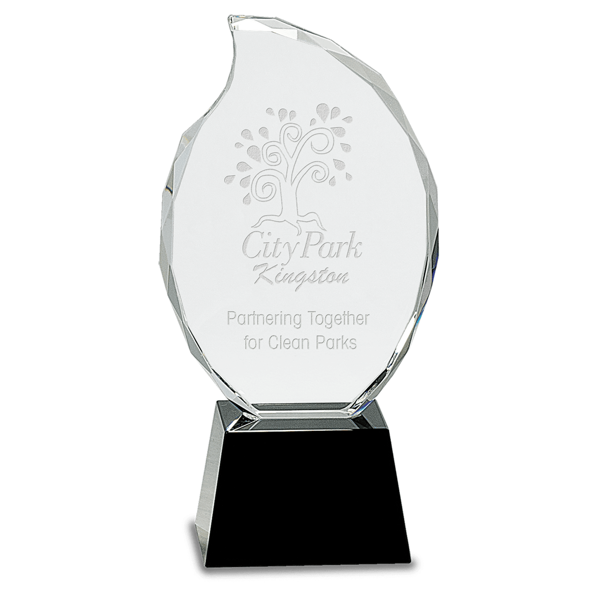 Clear Crystal Flame on Pedestal Base-AKD Ink