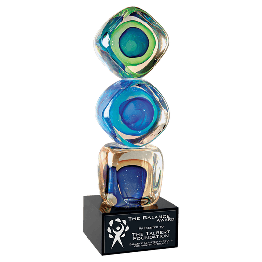 Stacked Blocks Art Glass with Square Base-AKD Ink