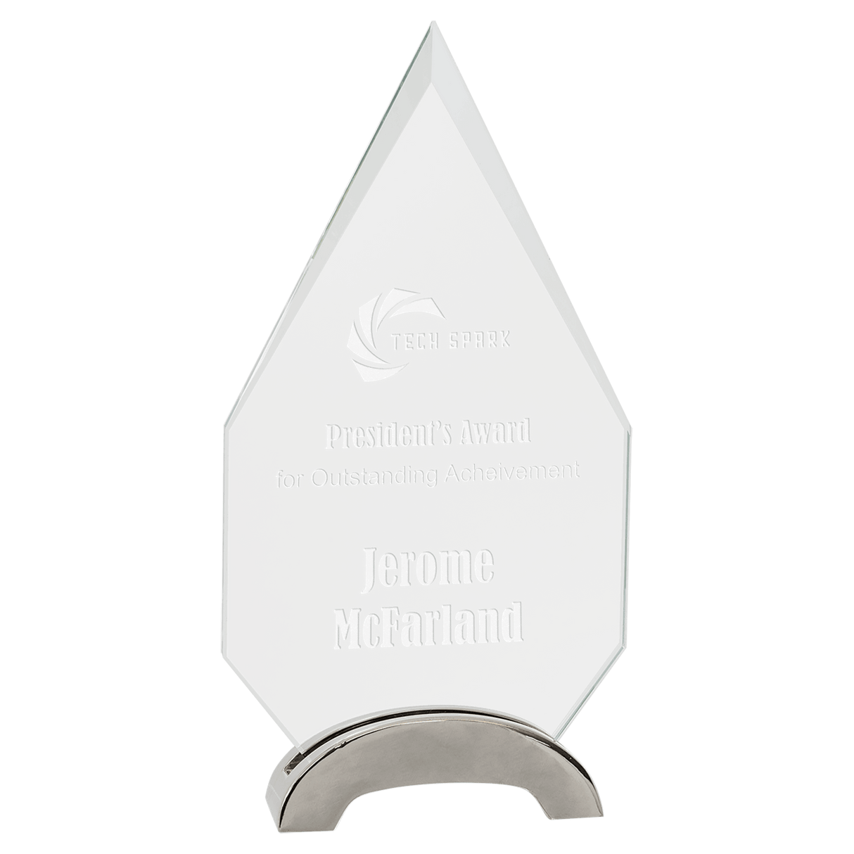 Large Diamond Platinum Glass with Arch Metal Base-AKD Ink