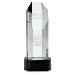 Small Octagon Slant-Top Crystal on Pedestal Base-AKD Ink