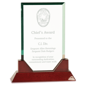 Large Jade Rectangle Prestige Glass with Rosewood Piano Finish Base-AKD Ink