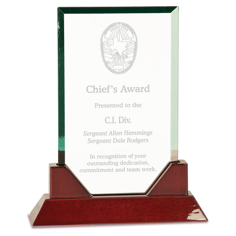 Large Jade Rectangle Prestige Glass with Rosewood Piano Finish Base-AKD Ink