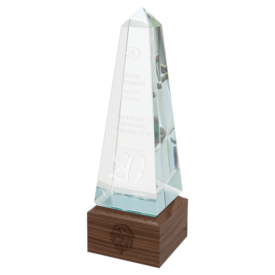 Large Obelisk Sierra Glass with Walnut Base-AKD Ink