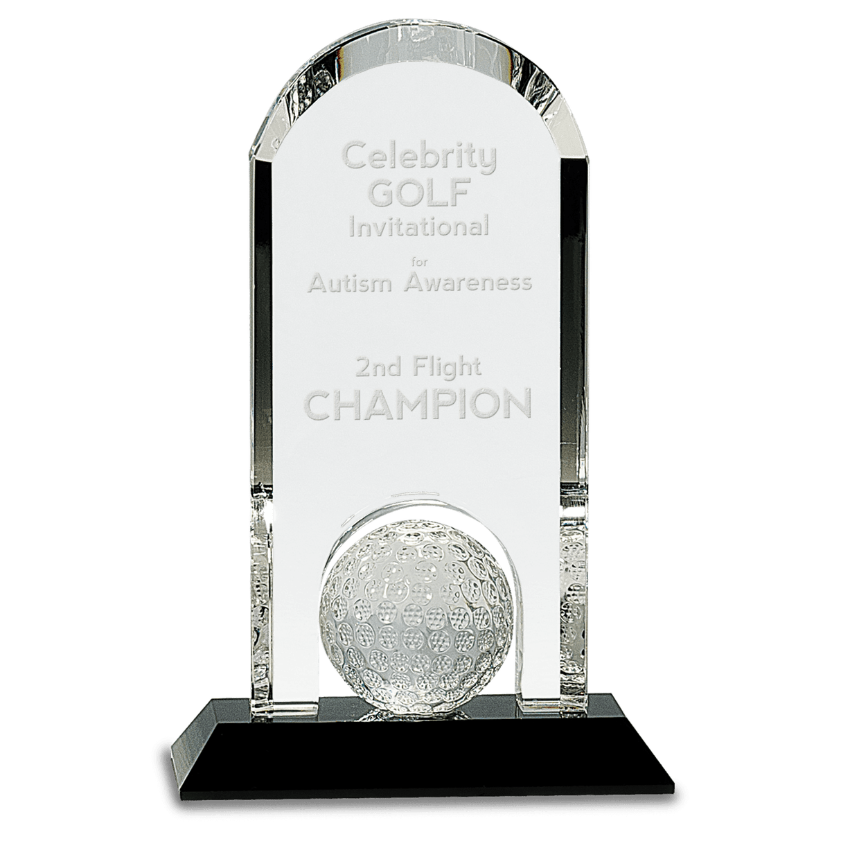 Clear Crystal Dome with Inset Golf Ball on  Pedestal Base-AKD Ink