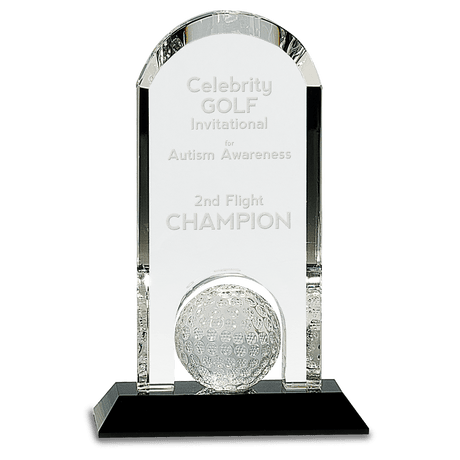 Clear Crystal Dome with Inset Golf Ball on  Pedestal Base-AKD Ink