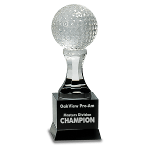 Crystal Golf Ball on Pedestal Base-AKD Ink
