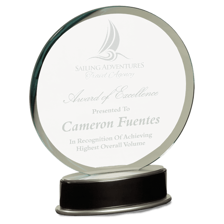 Large Jade Round Metro Glass with Silver and  Piano Finish Base-AKD Ink