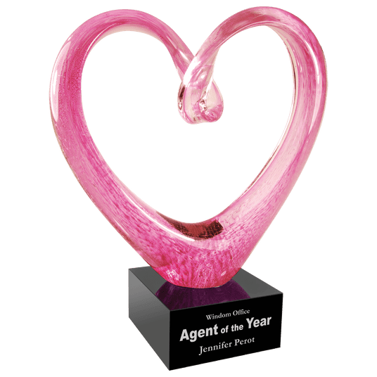 Pink Glass Heart with Base-AKD Ink