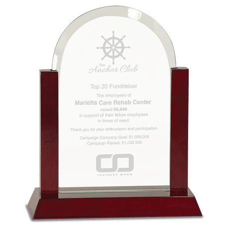 Large Gateway Jade Dome Glass Award with Rosewood Finish Base-AKD Ink