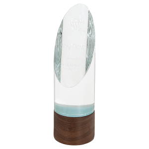 Small Cylinder Sierra Glass with Walnut Base-AKD Ink