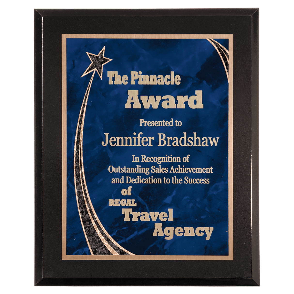 Premium Black Piano Finish Plaque with Blue Rising Star Plate-AKD Ink