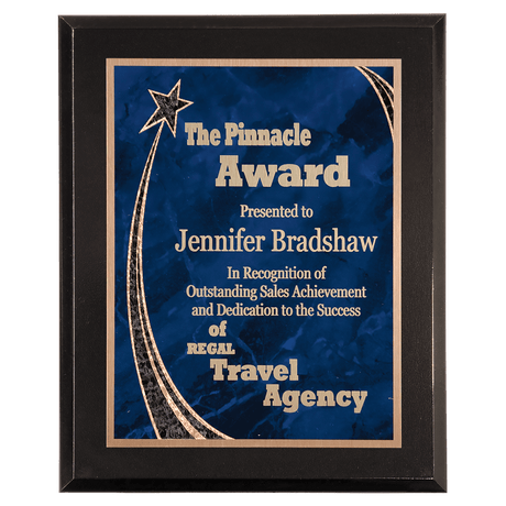 Premium Black Piano Finish Plaque with Blue Rising Star Plate-AKD Ink
