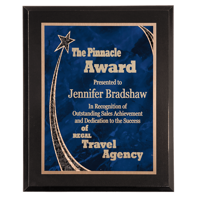 Premium Black Piano Finish Plaque with Blue Rising Star Plate-AKD Ink