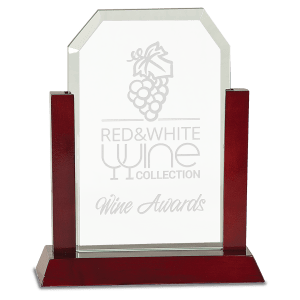 Gateway Jade Clip Corner Glass Award with Rosewood Finish Base-AKD Ink