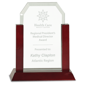 Gateway Jade Clip Corner Glass Award with Rosewood Finish Base-AKD Ink