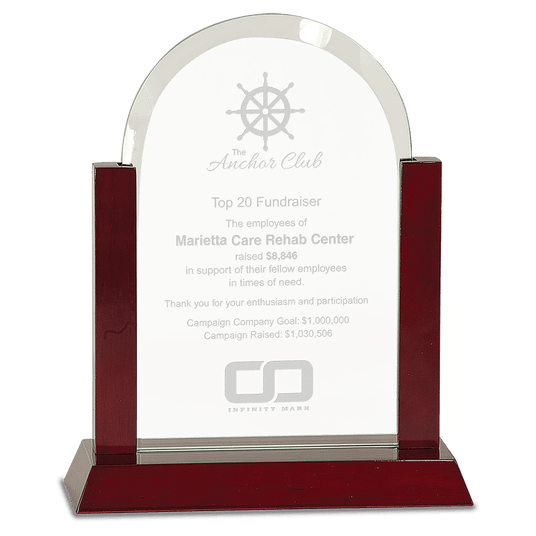 Gateway Jade Dome Glass Award with Rosewood Finish Base-AKD Ink