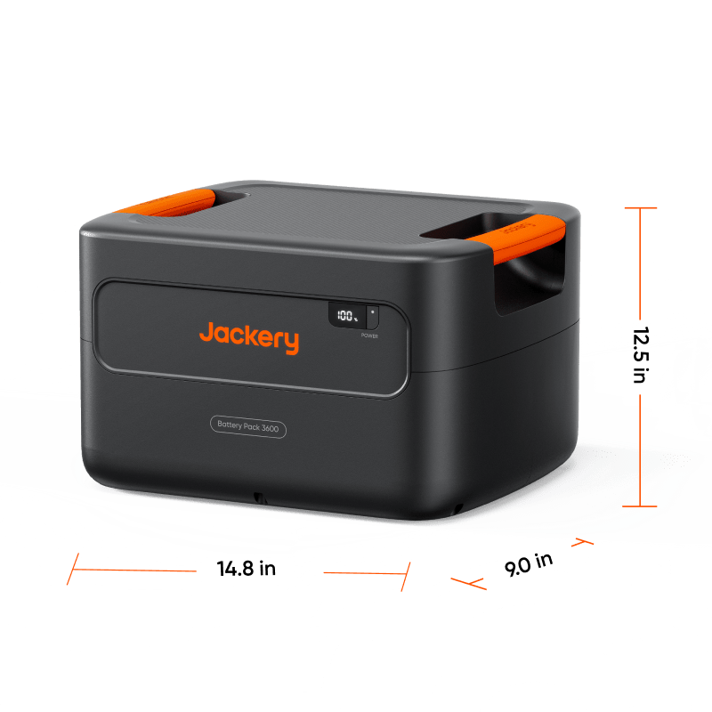 Jackery Battery Pack 3600 Plus in a handbag, portable power bank with compact design and digital display, black color.