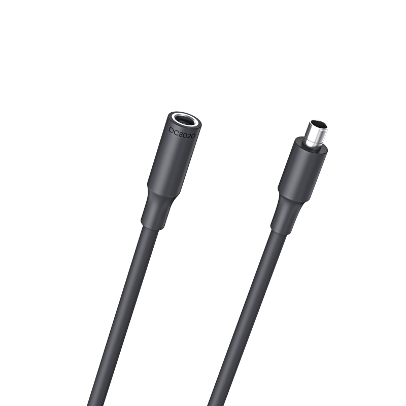 Jackery DC extension cable for solar panel connection, shown with black cable and connectors on a plain background.