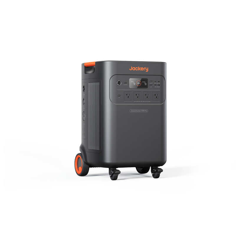 Jackery Explorer 5000 Plus portable power station with multiple outlets and digital display for emergency and outdoor use