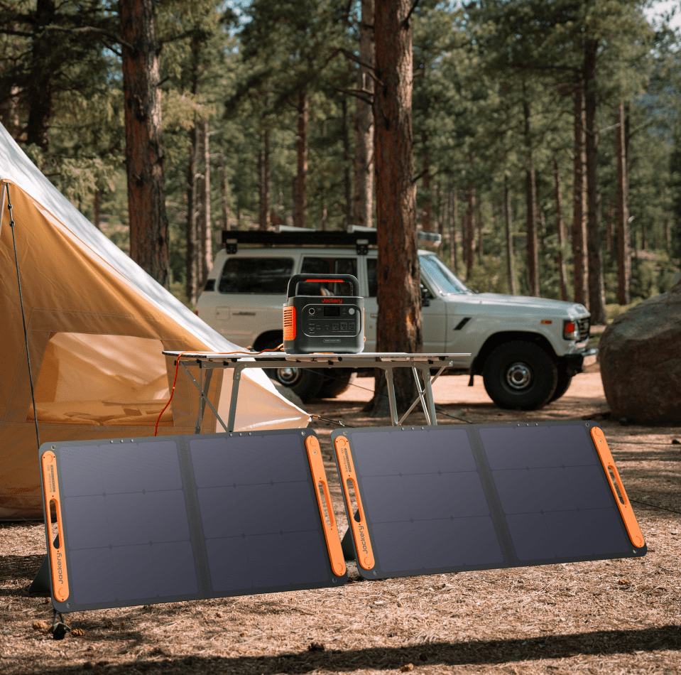 Jackery Solar Generator 1000 V2 with multiple charging ports and digital display, portable power station for outdoor use.