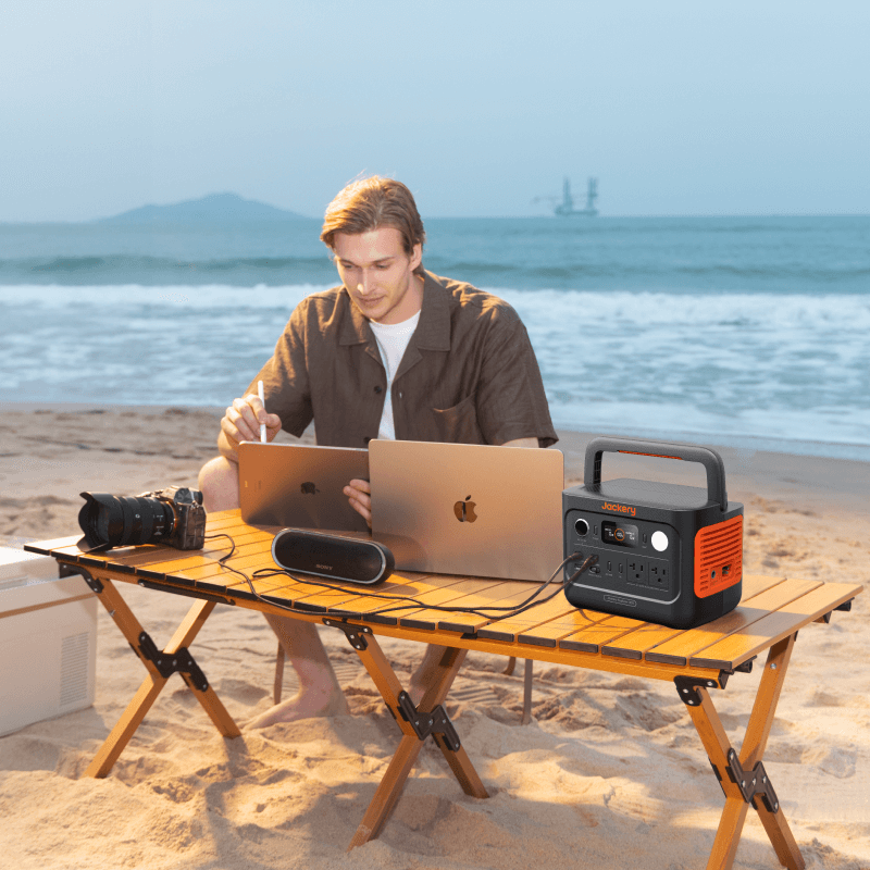 Jackery Solar Generator 300 v2 portable power station with solar panels and multiple output ports for outdoor energy needs