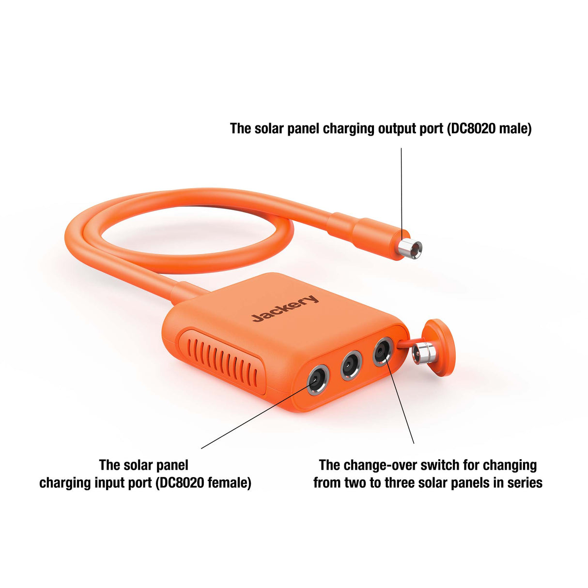 Jackery Solar Panel Connector for portable solar power systems, compatible with Jackery products, shown in close-up.