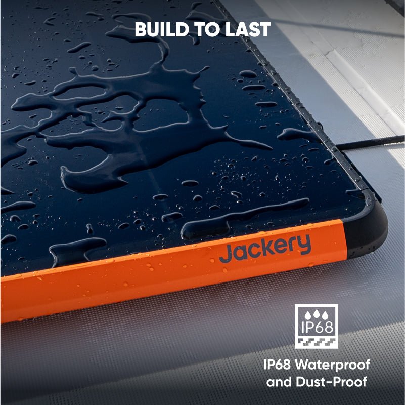 Refurbished Jackery SolarSaga 100 Prime solar panel with multiple black photovoltaic cells and durable frame for outdoor use.