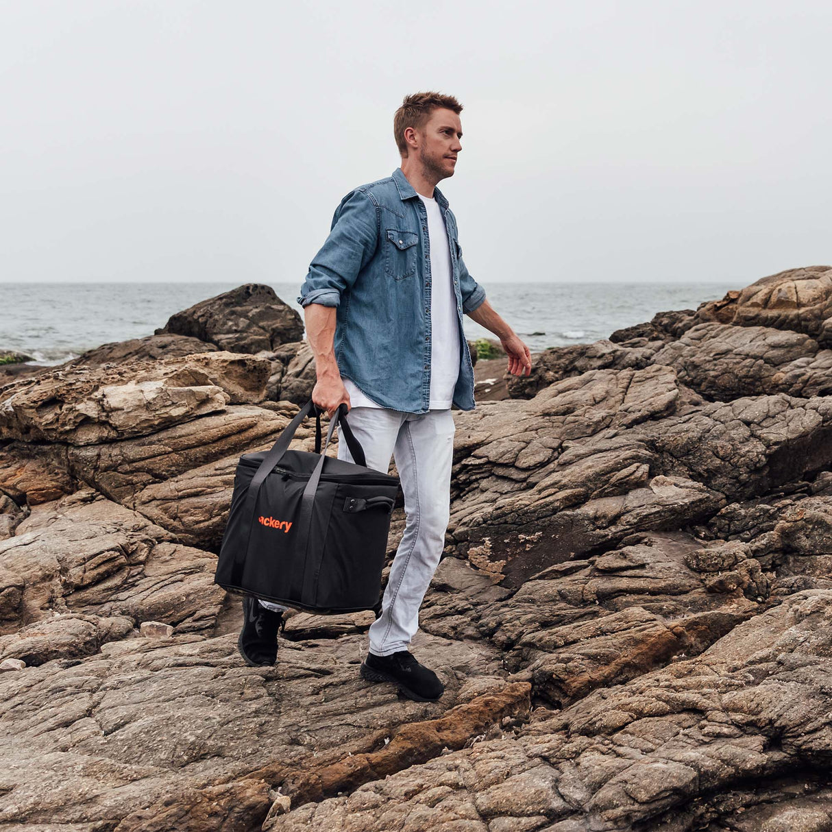 Jackery Upgraded Carrying Case Large for handbags, durable black storage bag with zipper and handle for travel and storage.
