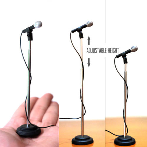 Set of 2 Adjustable Height Miniature Microphones to complement Rock Star Miniature Guitars & Drums