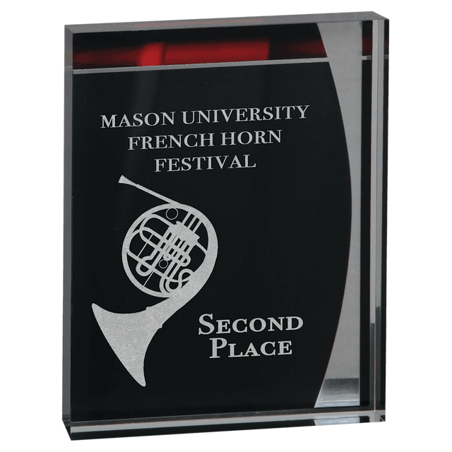 6 1/2" Black & Red Lustre Stand-Up Plaque-AKD Ink