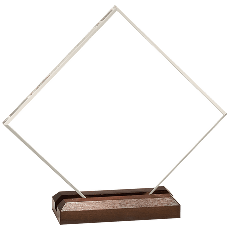 CLEAR ACRYLIC DIAMOND W/WALNUT BASE-AKD Ink