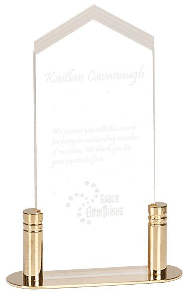 CLEAR FROSTED ARROW ACRYLIC W/BRASS BASE-AKD Ink