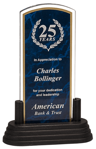 BLUE MARBLE ARCH ACRYLIC W/BLACK BASE-AKD Ink