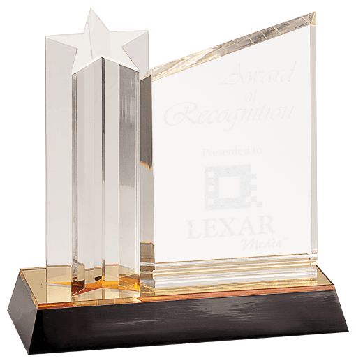 GOLD STAR COLUMN ACRYLIC W/CLEAR PLAQUE-AKD Ink