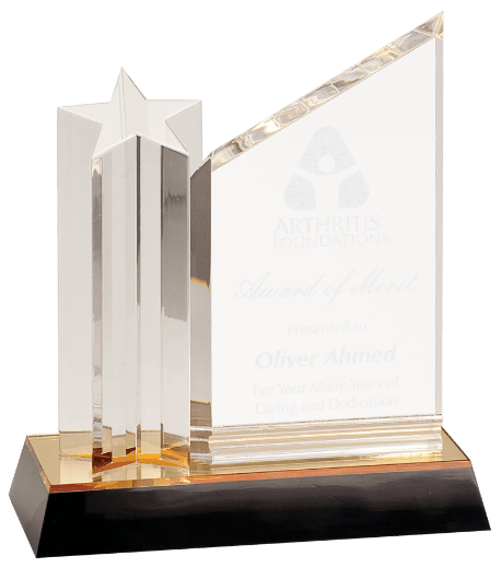 GOLD STAR COLUMN ACRYLIC W/CLEAR PLAQUE-AKD Ink