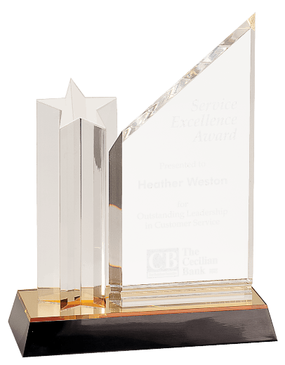 GOLD STAR COLUMN ACRYLIC W/CLEAR PLAQUE-AKD Ink