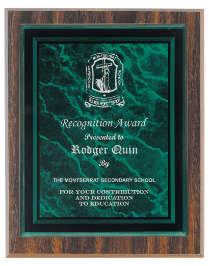 GREEN MARBLE PLQ PLT/WALNUT FINISH PLQ-AKD Ink