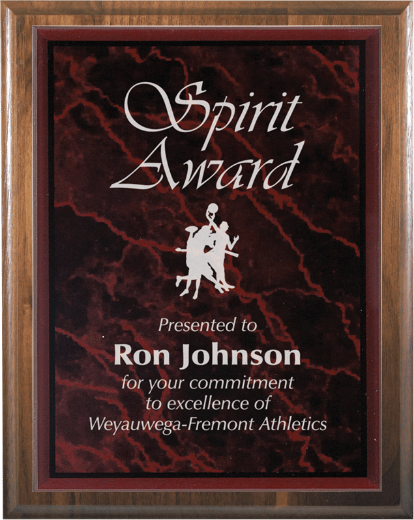 RED MARBLE PLQ PLT/GENUINE WALNUT PLAQUE-AKD Ink