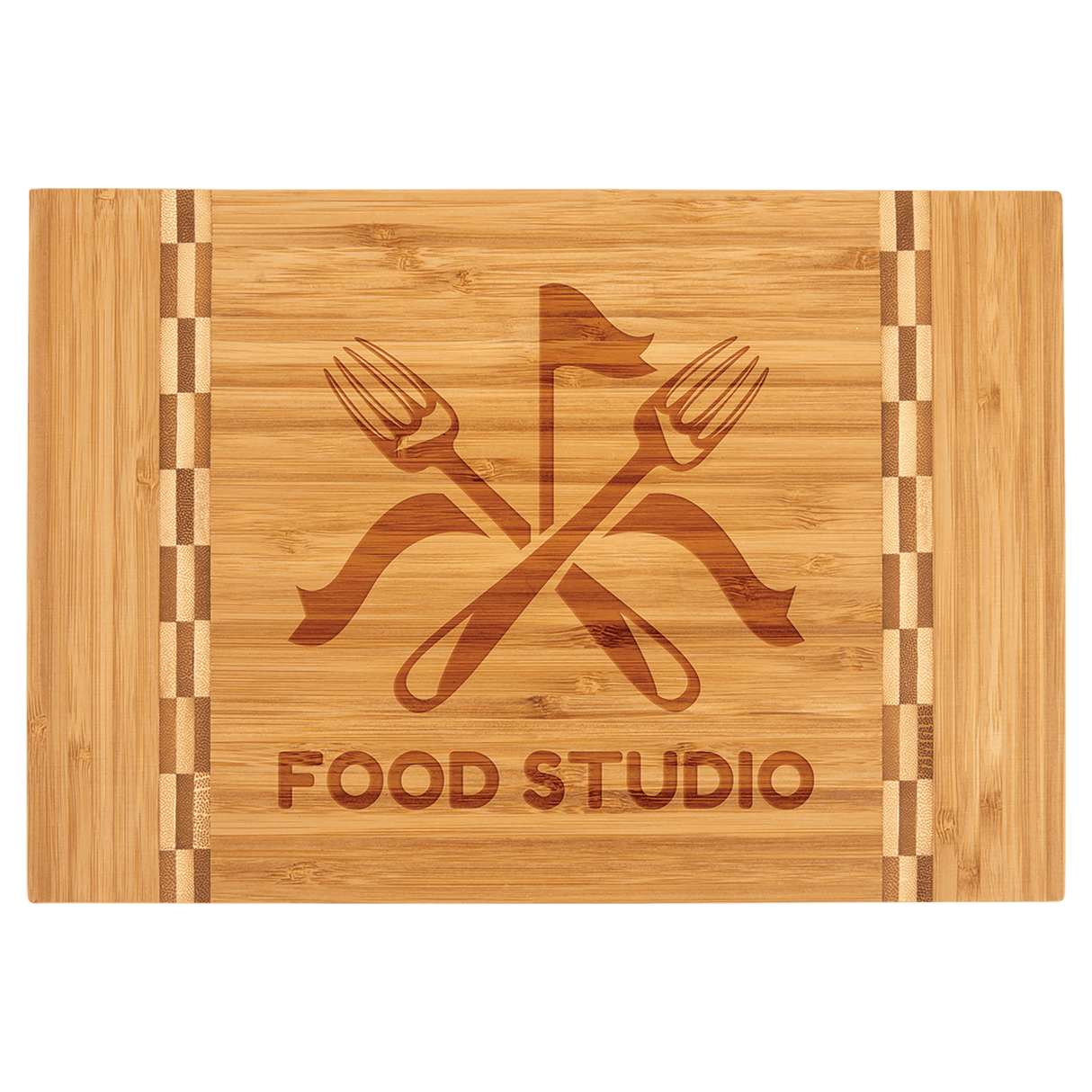 Bamboo Cutting Board with Butcher Block Inlay-AKD Ink