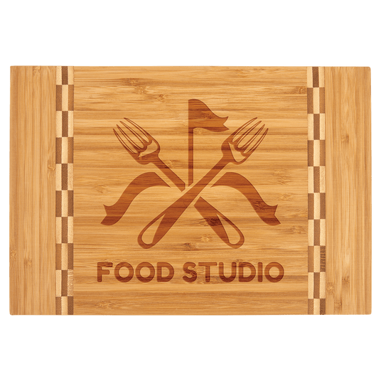 Bamboo Cutting Board with Butcher Block Inlay-AKD Ink