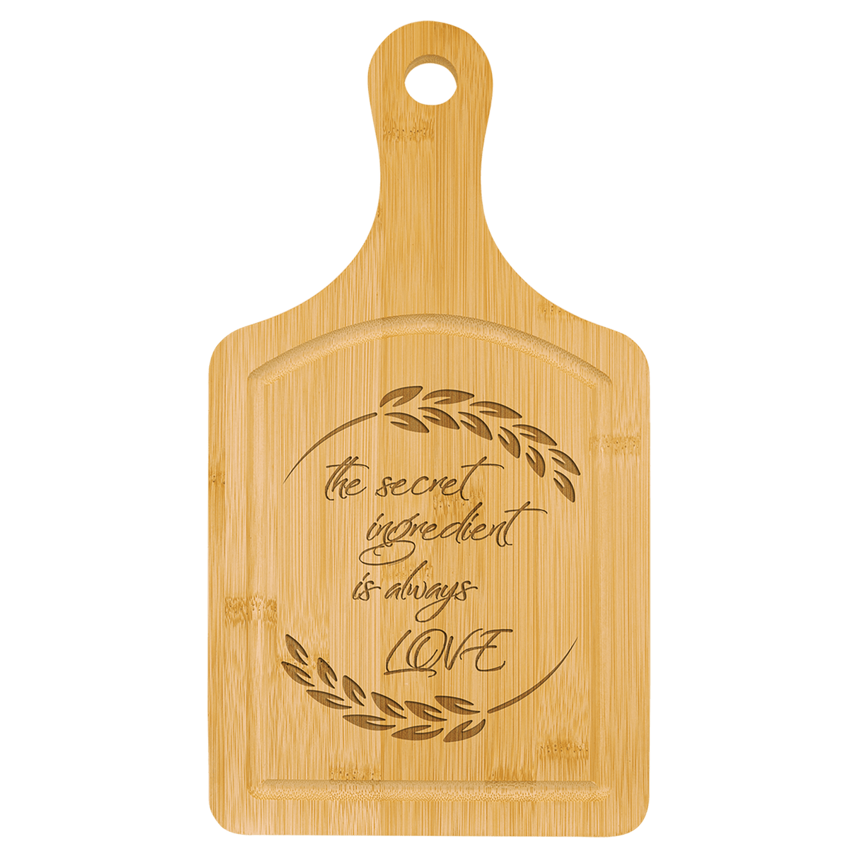 Paddle Shaped Cutting Board with Drip Ring-AKD Ink