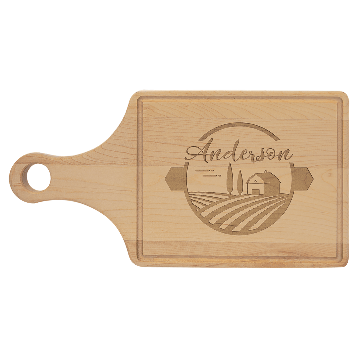 Maple Cutting Board Paddle Shape with Drip Ring-AKD Ink