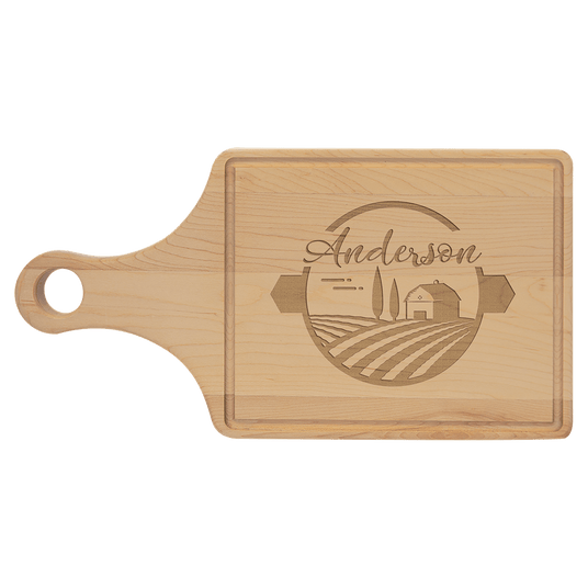 Maple Cutting Board Paddle Shape with Drip Ring-AKD Ink
